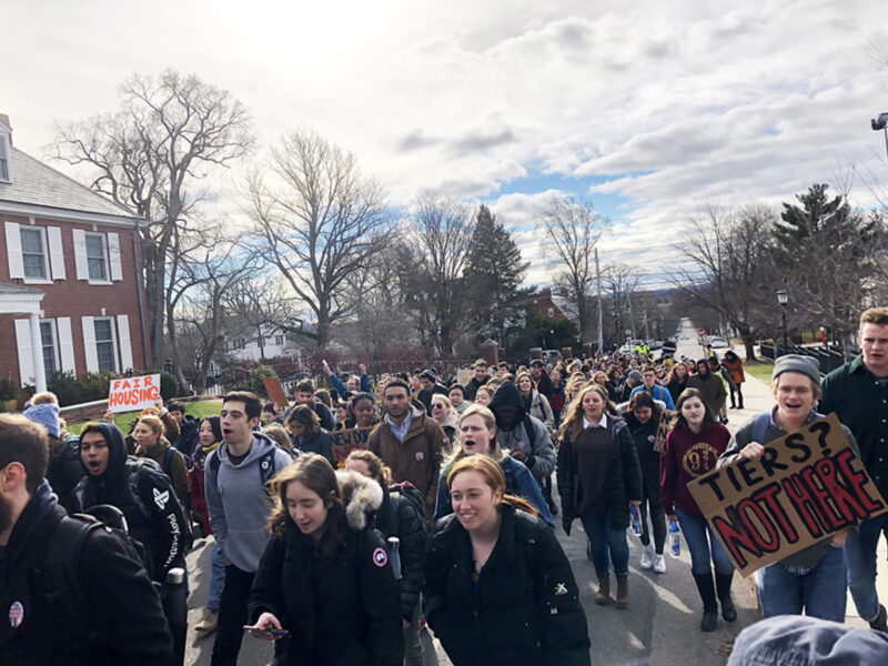 Tufts students march against tiered housing policy. Photo by Amira Al-Subaey, Tufts class of 2019.
