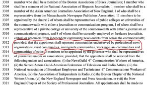 Screenshot of MA journalism commission law text