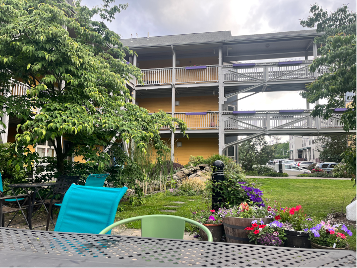 JP Cohousing's courtyard. Photo by Lindsay Shachnow. Copyright 2023 Lindsay Shachnow.