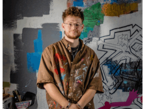 Painter SUVAD H in his Salem, Mass. studio.
