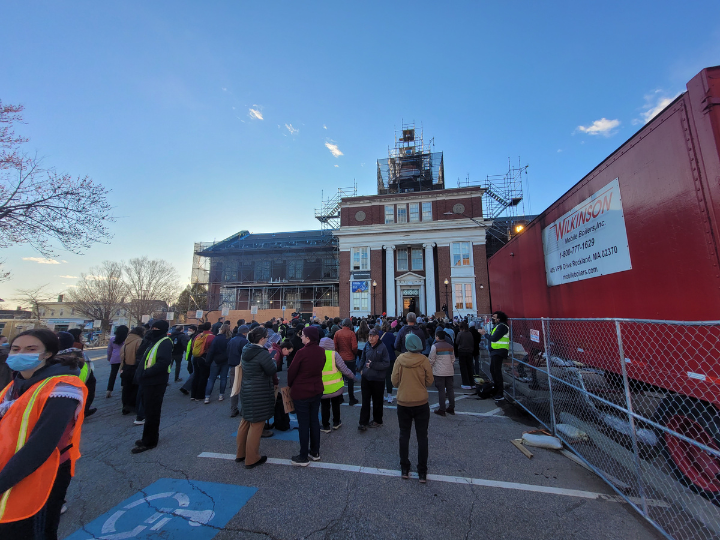 A recent rally in support of Rümeysa Öztürk at Somerville City Hall.