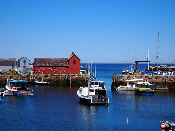 Looking out to sea from the shore at Rockport, Mass.
