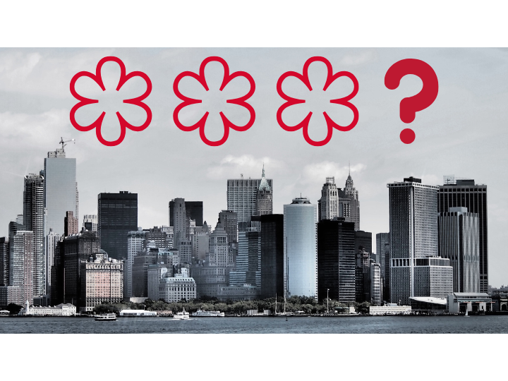 Collage of Boston skyline and three Michelin stars with question mark