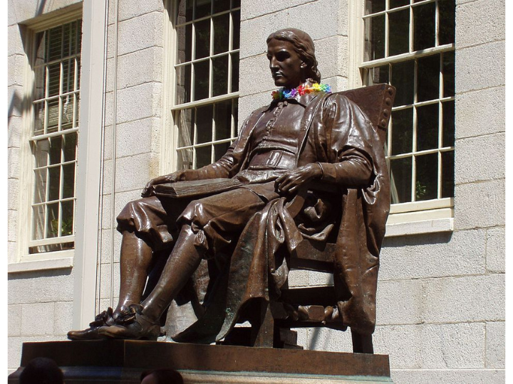 John Harvard statue at Harvard University.